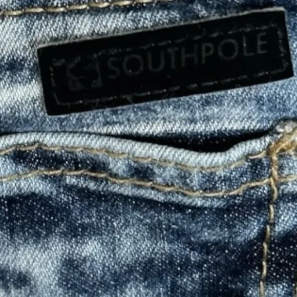 South Pole Men's Moto/Biker Skinny Dark & Acid Wash Jeans Size 30x32 - Picture 6 of 10